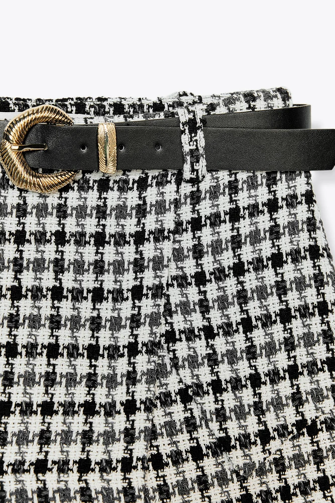 JUPE-CULOTTE STRUCTURÉE PIED-DE-POULE