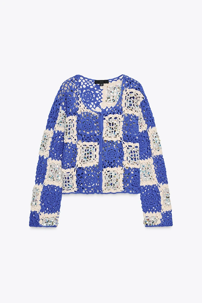 VESTE CROCHET SEQUINS