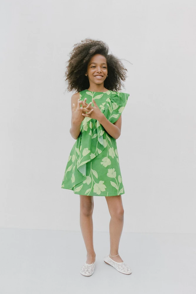 ROBE IMPRIMÉE FLEURS VOLANTS
