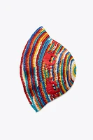 CHAPEAU MULTICOLORE TRESSÉ CRABE