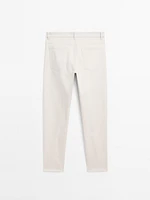 Cotton blend slim fit denim trousers