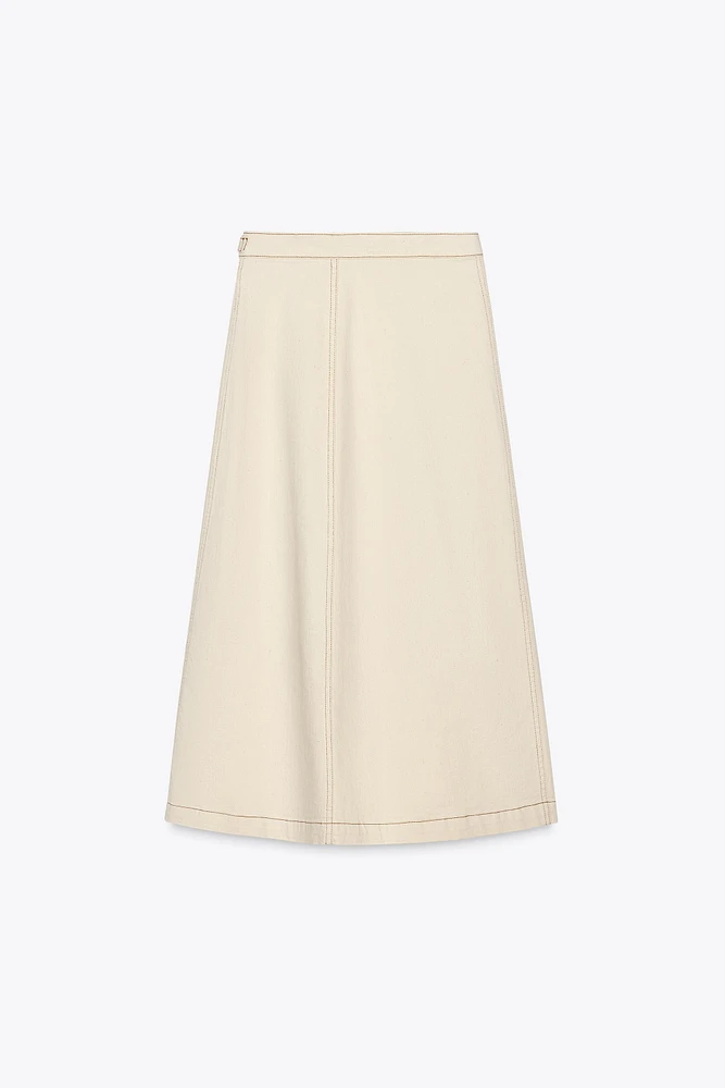 JUPE MIDI CROISÉE EN JEAN 1975