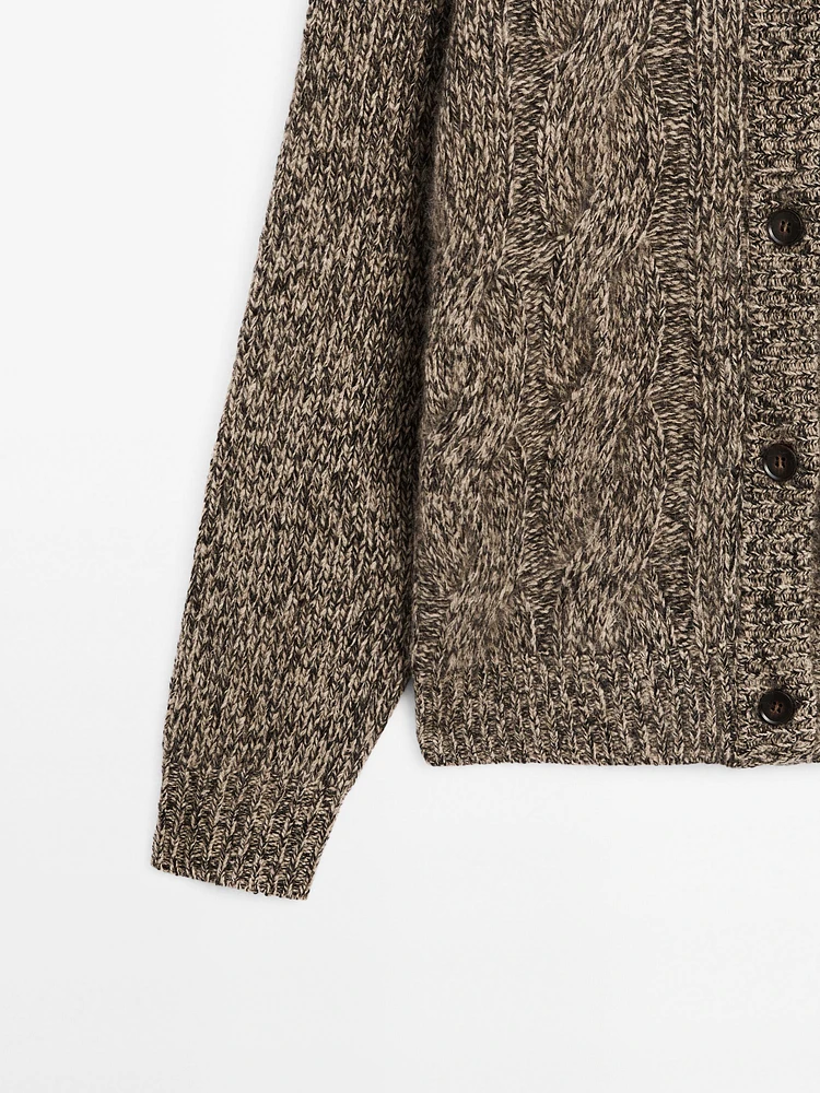 Cardigan maille moulinée 100 % cachemire