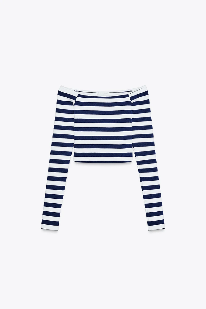 STRIPED COLD SHOULDER TOP