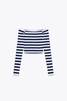 STRIPED COLD SHOULDER TOP