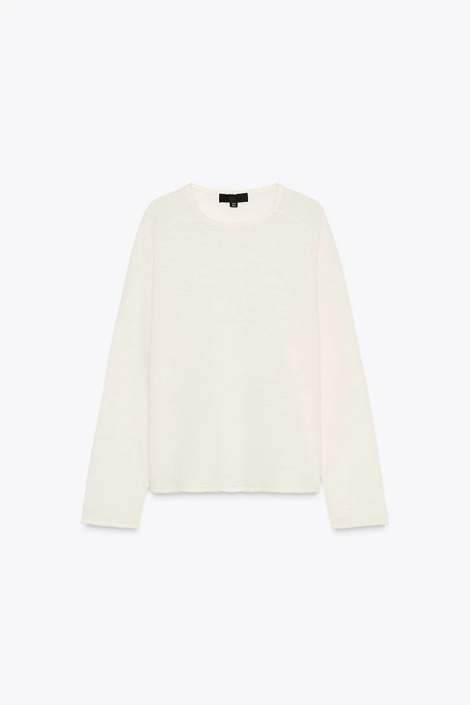 LINEN BLEND KNIT SWEATER