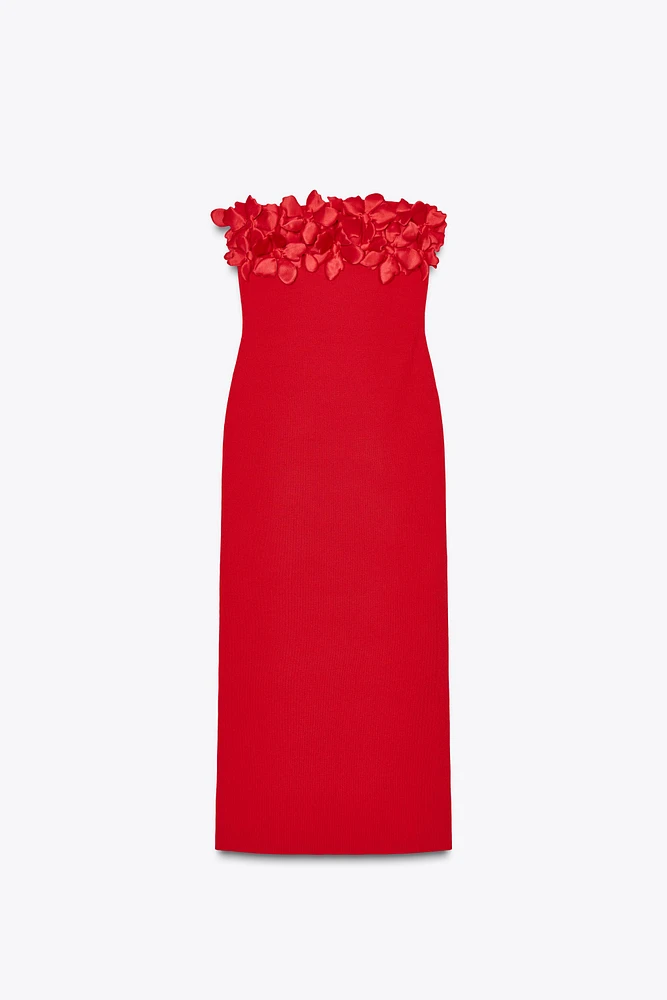 ROBE MIDI FLEURS EN MAILLE