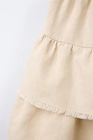 LINEN-BLEND FLOUNCE SKORT