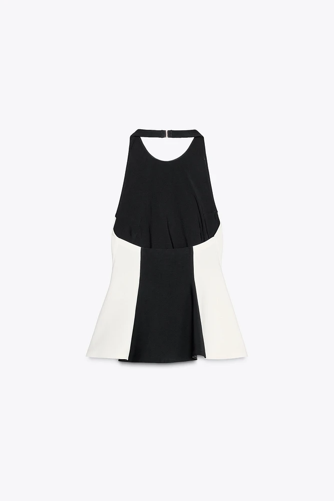 CONTRAST HALTER TOP