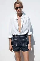 Z1975 EMBROIDERED STITCH DETAIL DENIM SHORTS