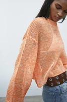 RIBBED KNIT SWEATER WITH RIBBONS