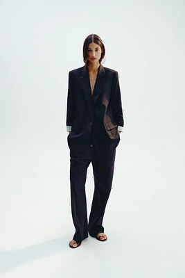 LINEN BLEND STRAIGHT PANTS