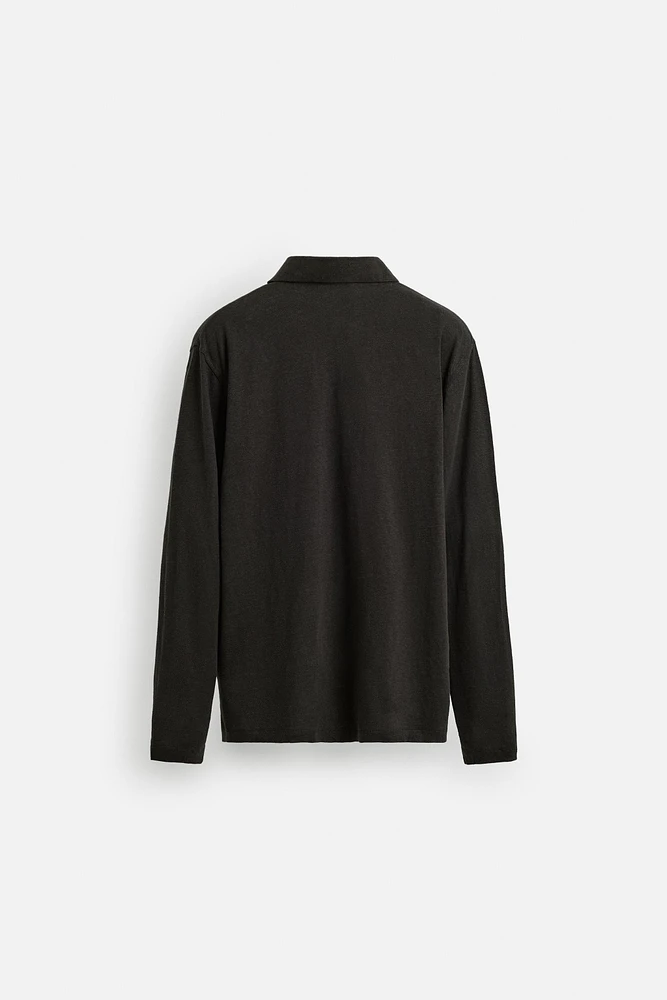 LINEN BLEND REGULAR FIT POLO SHIRT