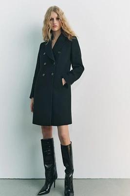 DOUBLE BREASTED WOOL BLEND COAT