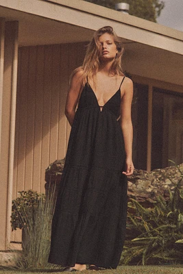 EMBROIDERED GAUZE MIDI DRESS