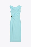 ASYMMETRIC MIDI DRESS WITH APPLIQUÉ