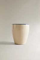 STONEWARE MUG WITH RIM DETAIL