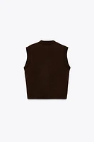 PLAIN KNIT SWEATER VEST