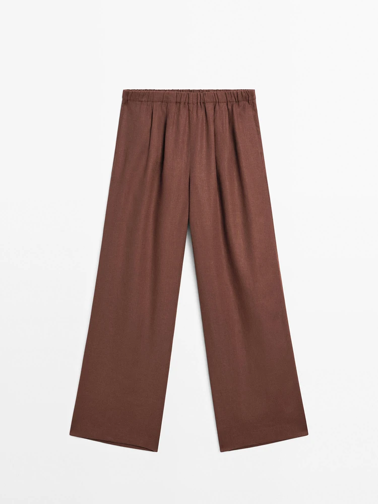 Pantalon large fluide 100 % lin