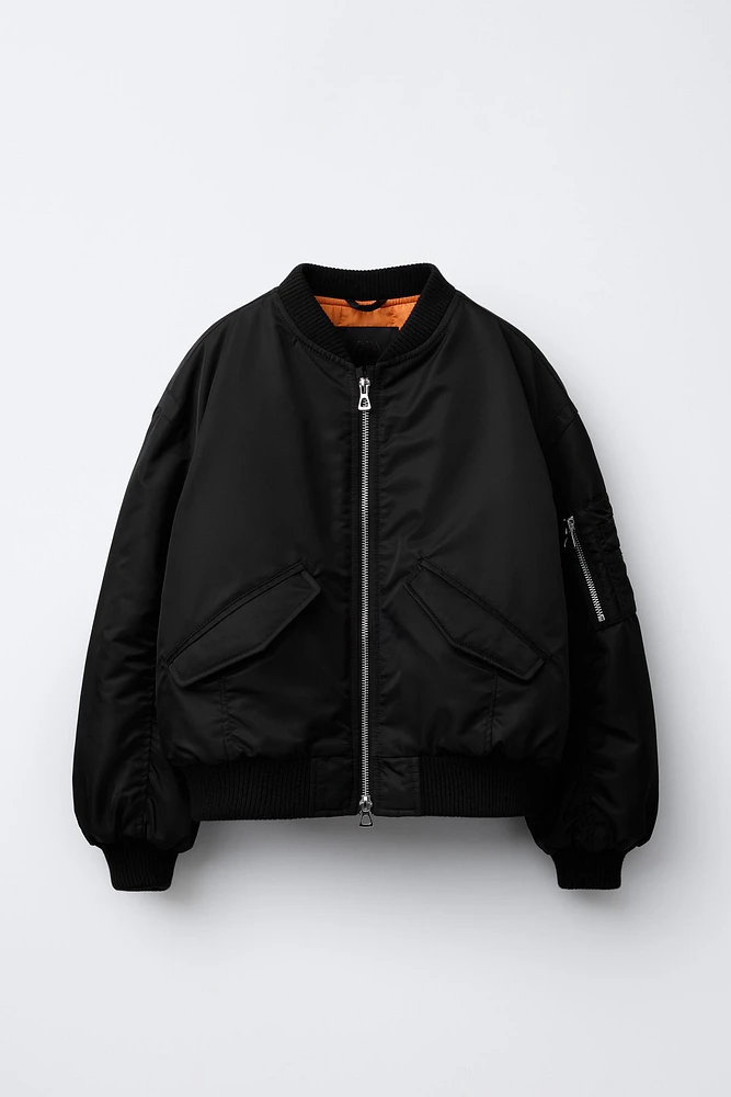 RUCHED NYLON BOMBER