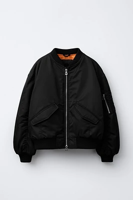 RUCHED NYLON BOMBER