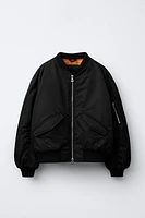 RUCHED NYLON BOMBER