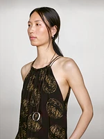 Ramie blend long print dress