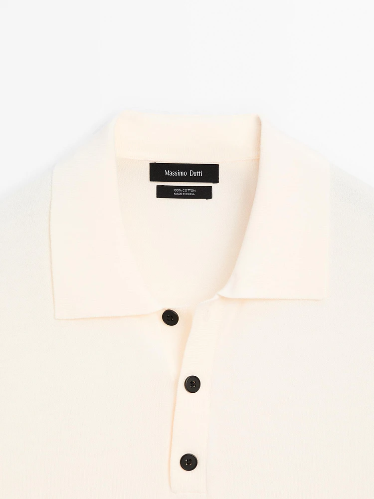 100% cotton regular fit knit polo shirt