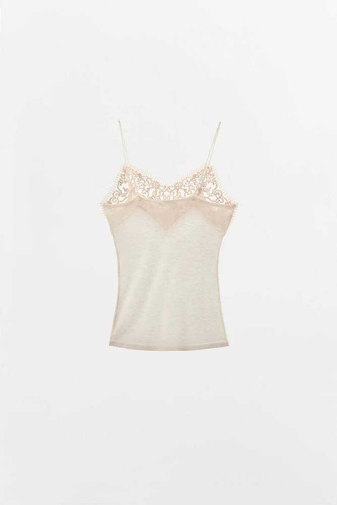100% WOOL LACE TOP