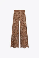 FAUX SUEDE CROCHET PANTS