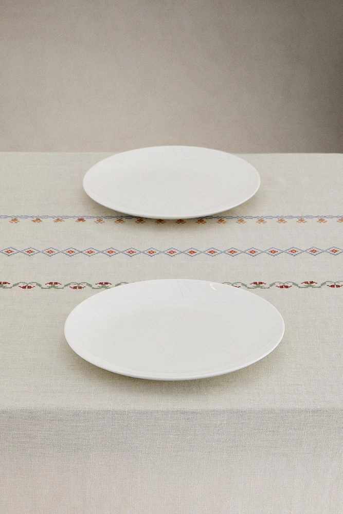 CROSS STITCH LINEN TABLECLOTH