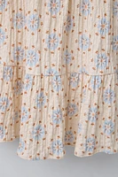 FLORAL RUFFLE TEXTURED DRESS