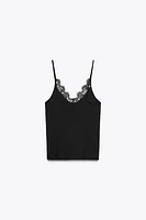 RIB TANK TOP WITH LACE