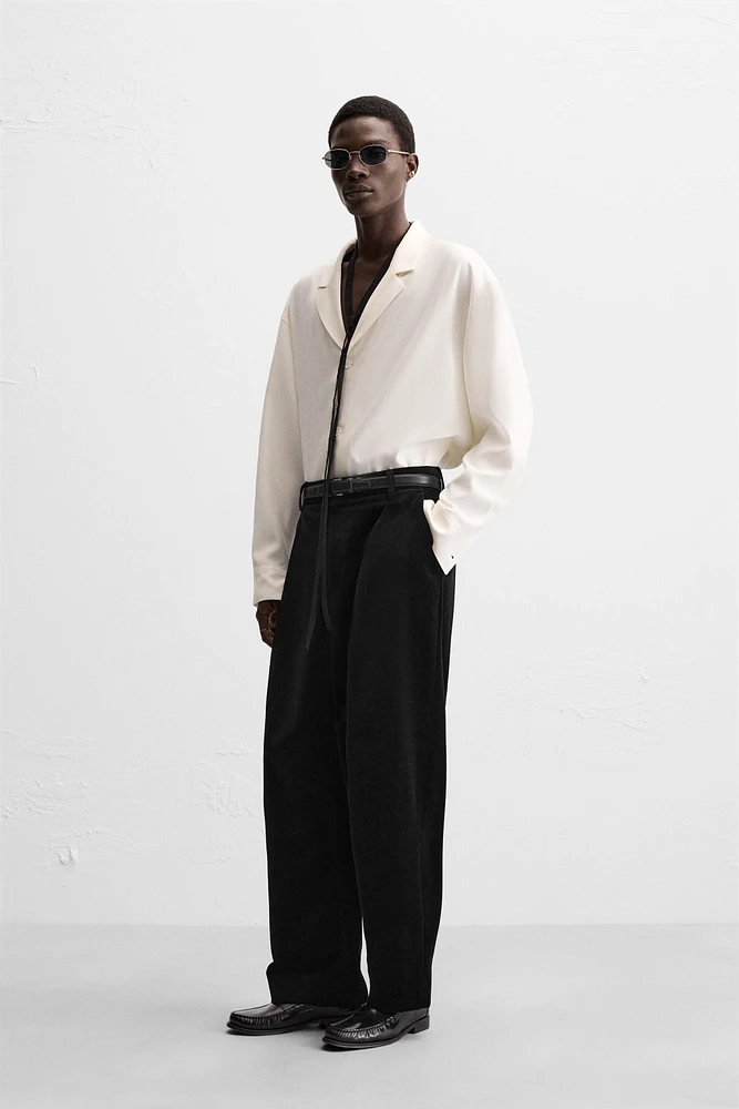 PLEATED VELVET PANTS