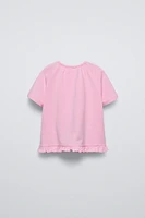 RUFFLED RAGLAN T-SHIRT