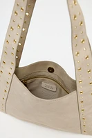 SUEDE STUDDED SHOULDER BAG