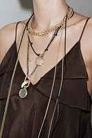 3-PACK OF MEDALLION AND HORN NECKLACES