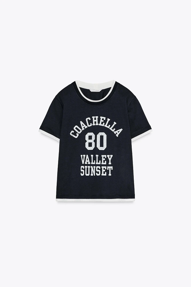 T-SHIRT EFFET DOUBLE INSCRIPTION