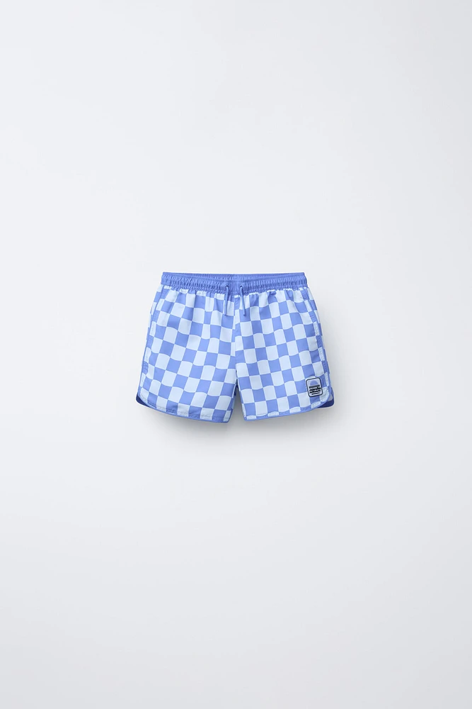 1-6 ANS/ BERMUDA DE BAIN À CARREAUX DAMIER