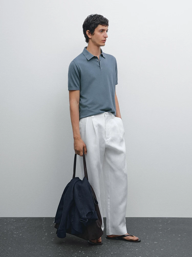 Polo en maille de coton à manches courtes