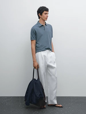 Polo en maille de coton à manches courtes