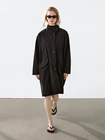 Flowing water-repellent fabric trench coat