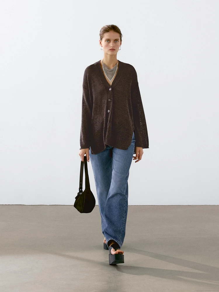 Cardigan oversize en maille fine