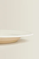 EARTHENWARE DINNER DISH WITH RAISED-DESIGN EDGE