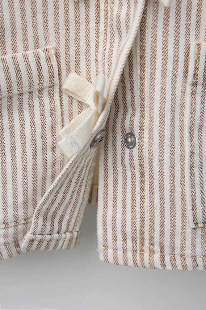 STRIPED TWILL JACKET WITH BOWS
