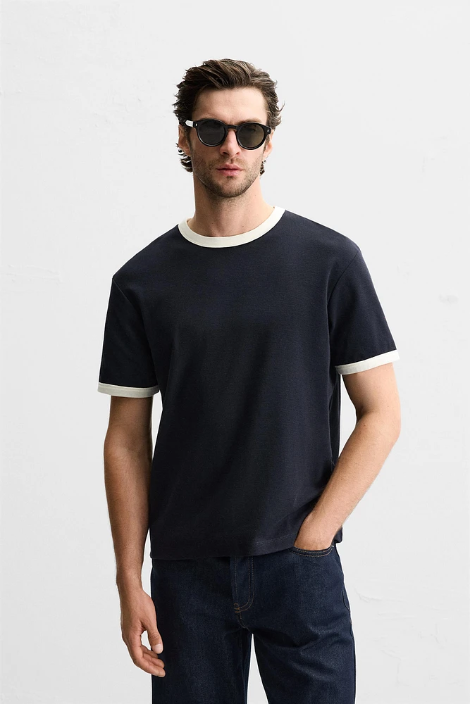 CONTRAST RIB T-SHIRT