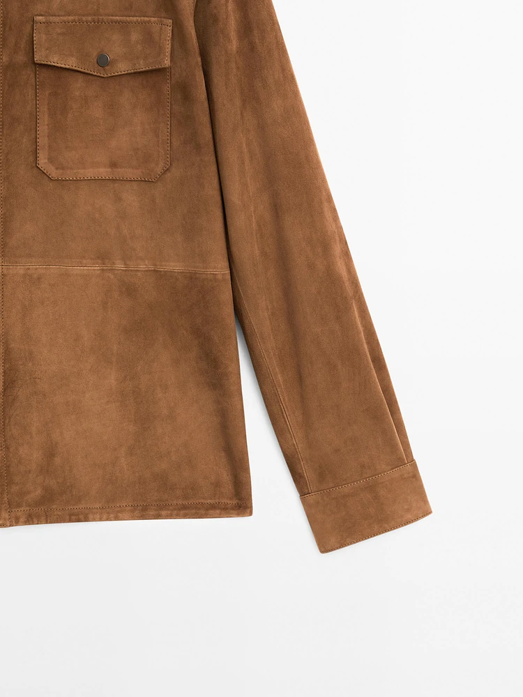 Chemise légère en cuir finition daim