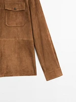 Chemise légère en cuir finition daim
