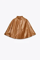 100% LEATHER ZIPPER CAPE