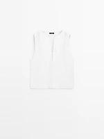 Blouse 100 % lin avec coutures